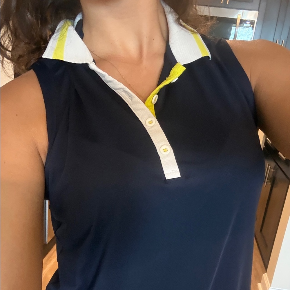 Navy and Yellow Women's Golf/ collard Top - Picture 4 of 4